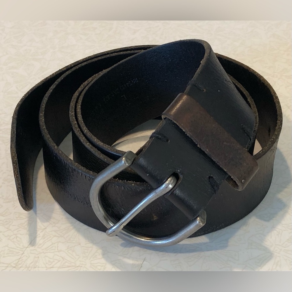 Y2K American Eagle Outfitters Dark Brown Leather Belt with Silver Buckle - L